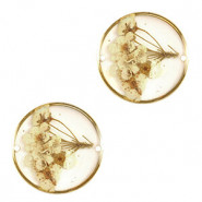 Zwischenstück mit getrockneter Blume 20mm - Gold-beige